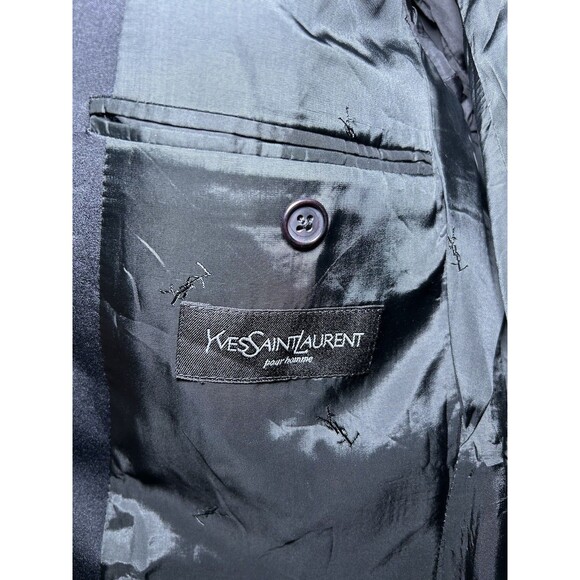 Yves Saint Laurent Men’s D’Orsay 50516 Worsted Wool Blazer Black Size 40R - Picture 3 of 8